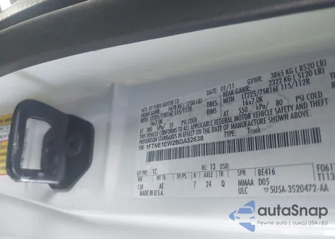 2011 Ford E-150 Commercial from USA, damaged, VIN 1FTNE1EW2BDA52638